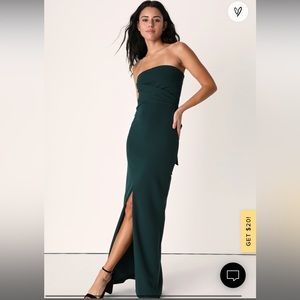 Hunter Green Strapless Maxi Dress